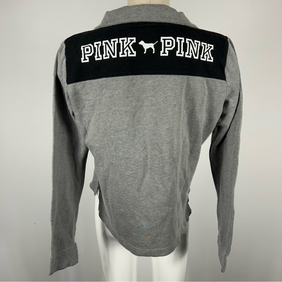 PINK Victoria's Secret Gray and Black Quarter-Zip Top - Picture 4 of 10